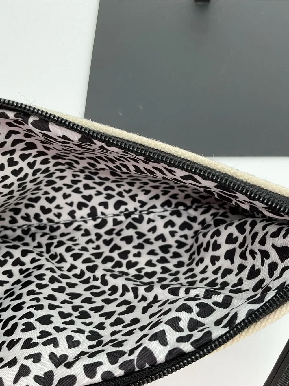 Brighton Black & Cream LOVE Zip Pouch with Red Heart Accent